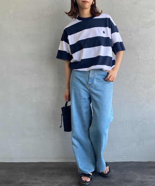 Carhartt WIP（カーハートダブリューアイピー）の「[carhartt WIP/カーハートダブリューアイピー] DAMPIER ワンポイントロゴボーダーTシャツ（Tシャツ/カットソー・レディース・ブルー/ターコイズブルー/ネイビー・M/L）」の3枚目の写真