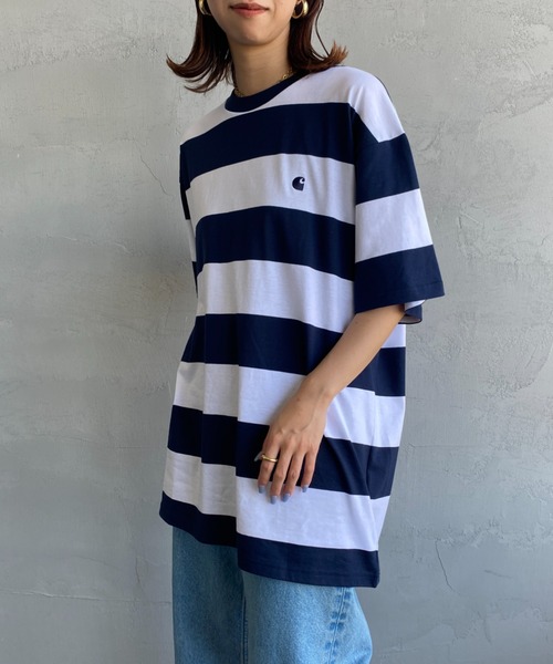Carhartt WIP（カーハートダブリューアイピー）の「[carhartt WIP/カーハートダブリューアイピー] DAMPIER ワンポイントロゴボーダーTシャツ（Tシャツ/カットソー・レディース・ブルー/ターコイズブルー/ネイビー・M/L）」の21枚目の写真