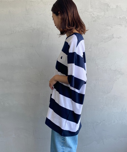 Carhartt WIP（カーハートダブリューアイピー）の「[carhartt WIP/カーハートダブリューアイピー] DAMPIER ワンポイントロゴボーダーTシャツ（Tシャツ/カットソー・レディース・ブルー/ターコイズブルー/ネイビー・M/L）」の22枚目の写真