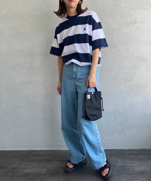 Carhartt WIP（カーハートダブリューアイピー）の「[carhartt WIP/カーハートダブリューアイピー] DAMPIER ワンポイントロゴボーダーTシャツ（Tシャツ/カットソー・レディース・ブルー/ターコイズブルー/ネイビー・M/L）」の5枚目の写真