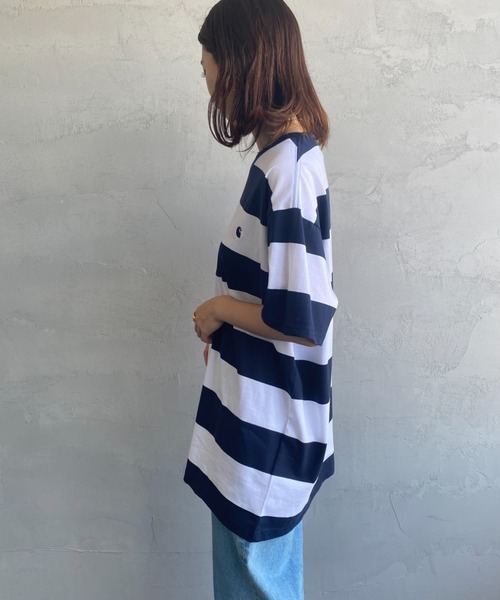 Carhartt WIP（カーハートダブリューアイピー）の「[carhartt WIP/カーハートダブリューアイピー] DAMPIER ワンポイントロゴボーダーTシャツ（Tシャツ/カットソー・レディース・ブルー/ターコイズブルー/ネイビー・M/L）」の19枚目の写真
