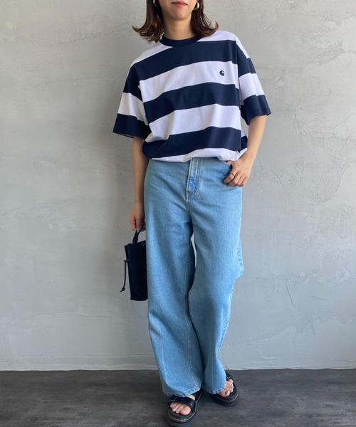 Carhartt WIP（カーハートダブリューアイピー）の「[carhartt WIP/カーハートダブリューアイピー] DAMPIER ワンポイントロゴボーダーTシャツ（Tシャツ/カットソー・レディース・ブルー/ターコイズブルー/ネイビー・M/L）」の16枚目の写真