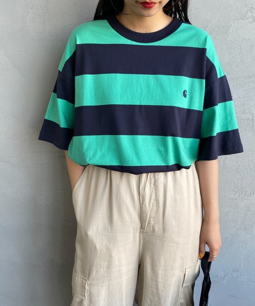 Carhartt WIP（カーハートダブリューアイピー）の「[carhartt WIP/カーハートダブリューアイピー] DAMPIER ワンポイントロゴボーダーTシャツ（Tシャツ/カットソー・レディース・ブルー/ターコイズブルー/ネイビー・M/L）」の6枚目の写真