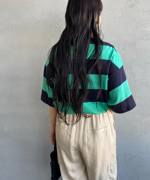 Carhartt WIP（カーハートダブリューアイピー）の「[carhartt WIP/カーハートダブリューアイピー] DAMPIER ワンポイントロゴボーダーTシャツ（Tシャツ/カットソー・レディース・ブルー/ターコイズブルー/ネイビー・M/L）」の7枚目の写真