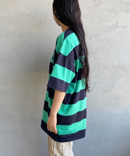 Carhartt WIP（カーハートダブリューアイピー）の「[carhartt WIP/カーハートダブリューアイピー] DAMPIER ワンポイントロゴボーダーTシャツ（Tシャツ/カットソー・レディース・ブルー/ターコイズブルー/ネイビー・M/L）」の11枚目の写真