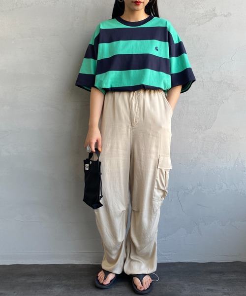 Carhartt WIP（カーハートダブリューアイピー）の「[carhartt WIP/カーハートダブリューアイピー] DAMPIER ワンポイントロゴボーダーTシャツ（Tシャツ/カットソー・レディース・ブルー/ターコイズブルー/ネイビー・M/L）」の4枚目の写真