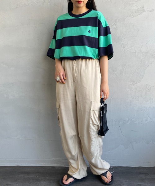 Carhartt WIP（カーハートダブリューアイピー）の「[carhartt WIP/カーハートダブリューアイピー] DAMPIER ワンポイントロゴボーダーTシャツ（Tシャツ/カットソー・レディース・ブルー/ターコイズブルー/ネイビー・M/L）」の8枚目の写真