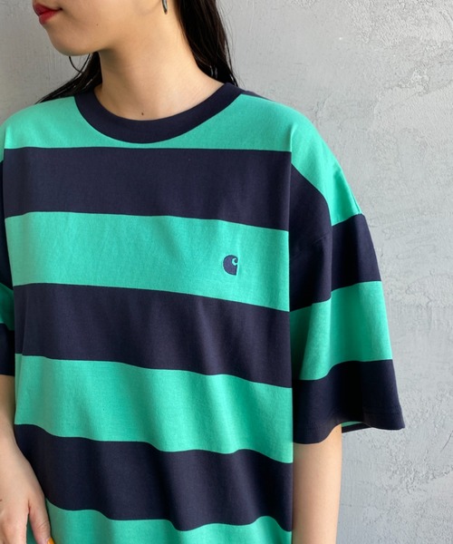 Carhartt WIP（カーハートダブリューアイピー）の「[carhartt WIP/カーハートダブリューアイピー] DAMPIER ワンポイントロゴボーダーTシャツ（Tシャツ/カットソー・レディース・ブルー/ターコイズブルー/ネイビー・M/L）」の13枚目の写真