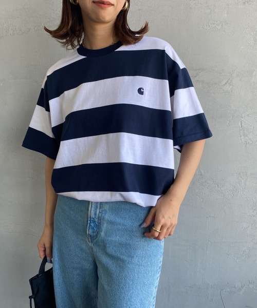 Carhartt WIP（カーハートダブリューアイピー）の「[carhartt WIP/カーハートダブリューアイピー] DAMPIER ワンポイントロゴボーダーTシャツ（Tシャツ/カットソー・レディース・ブルー/ターコイズブルー/ネイビー・M/L）」の14枚目の写真