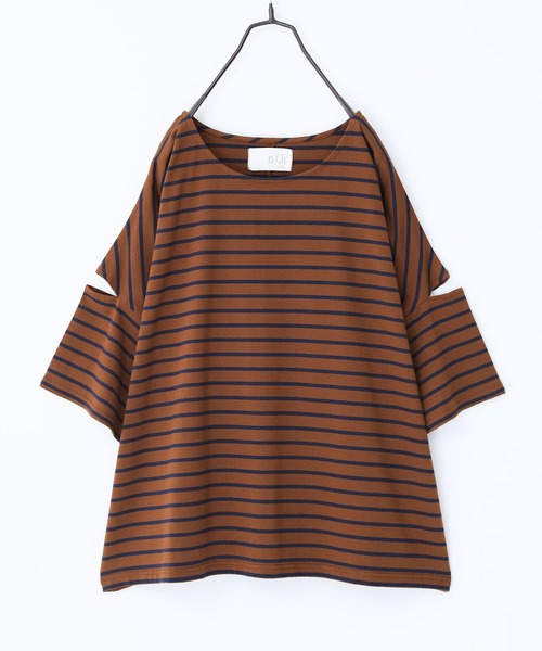 n'OrLABEL（ノアールレーベル）の「【廃盤】『ボーダー柄カットアウトTシャツ』（Tシャツ/カットソー・レディース・ブラウン/ホワイト×グリーン/ホワイト×ネイビー/ブラック×ホワイト・FREE）」の17枚目の写真