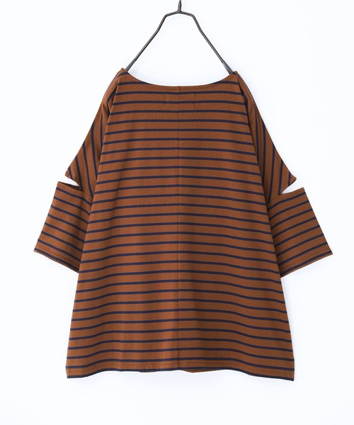 n'OrLABEL（ノアールレーベル）の「【廃盤】『ボーダー柄カットアウトTシャツ』（Tシャツ/カットソー・レディース・ブラウン/ホワイト×グリーン/ホワイト×ネイビー/ブラック×ホワイト・FREE）」の18枚目の写真