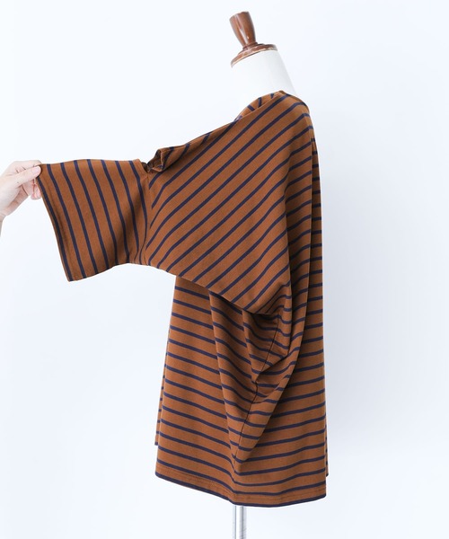 n'OrLABEL（ノアールレーベル）の「【廃盤】『ボーダー柄カットアウトTシャツ』（Tシャツ/カットソー・レディース・ブラウン/ホワイト×グリーン/ホワイト×ネイビー/ブラック×ホワイト・FREE）」の19枚目の写真