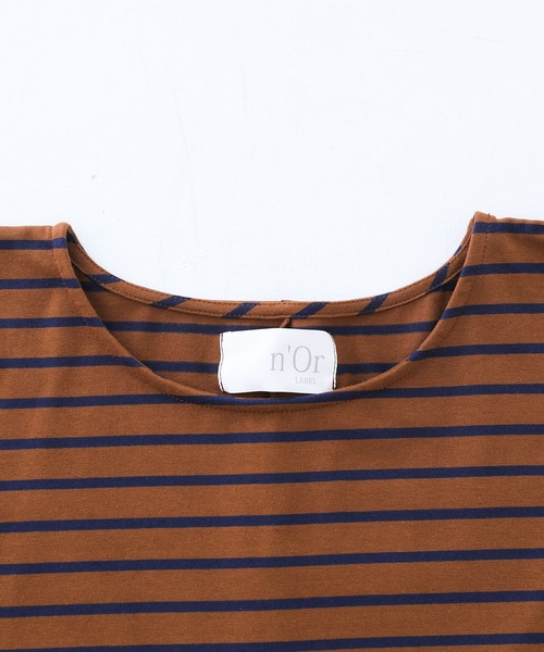 n'OrLABEL（ノアールレーベル）の「【廃盤】『ボーダー柄カットアウトTシャツ』（Tシャツ/カットソー・レディース・ブラウン/ホワイト×グリーン/ホワイト×ネイビー/ブラック×ホワイト・FREE）」の21枚目の写真