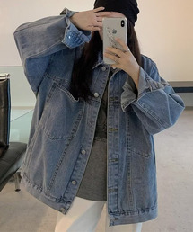 ユニセックス オーバーサイズ ヴィンテージ風デニムジャケット culw522