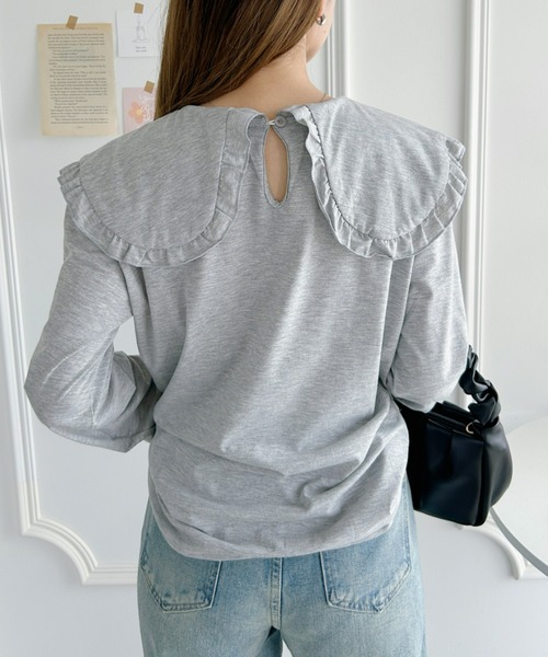 Loueme（ルエム）の「ルーズシルエットフリルカラーカットソートップス（Tシャツ/カットソー・レディース・ブラック/ホワイト/グレー・FREE）」の11枚目の写真