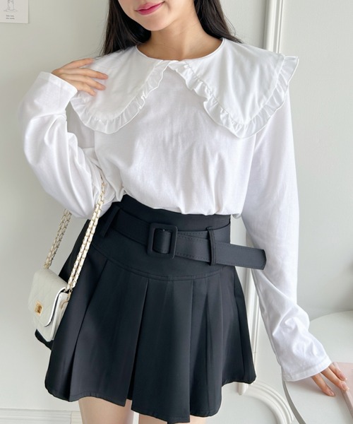 Loueme（ルエム）の「ルーズシルエットフリルカラーカットソートップス（Tシャツ/カットソー・レディース・ブラック/ホワイト/グレー・FREE）」の22枚目の写真