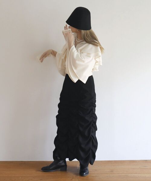 ur,Melty（ユアメルティー）の「裾シャーリングスカート（スカート・レディース・ナチュラル/イエロー/ブラック/ライトグレー・FREE）」の12枚目の写真