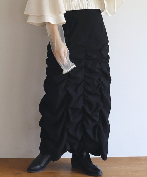 ur,Melty（ユアメルティー）の「裾シャーリングスカート（スカート・レディース・ナチュラル/イエロー/ブラック/ライトグレー・FREE）」の19枚目の写真