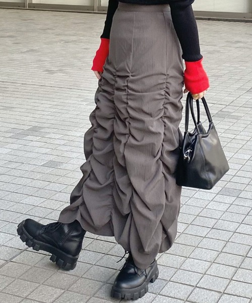 ur,Melty（ユアメルティー）の「裾シャーリングスカート（スカート・レディース・ナチュラル/イエロー/ブラック/ライトグレー・FREE）」の21枚目の写真