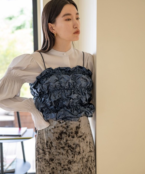 LOWRYS FARM(ローリーズファーム)の「マルチWAYシャーリングビスチェ 966624(シャツ/ブラウス・レディース・ブラック/ネイビー・FREE)」の5枚目の写真