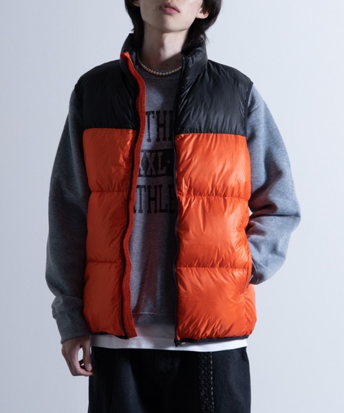 NYLAUS（ナイラス）の「スタンドカラー ヨーク切り替え ダウンベスト（ダウンベスト・メンズ・ホワイト/タン/オレンジ/ブラック/カーキ・LL/L/M）」の5枚目の写真