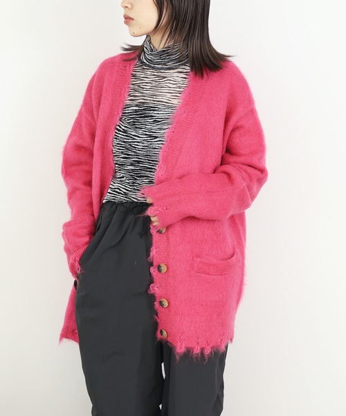 PROVOKE (プロヴォーク)の「▲PROVOKE/プロヴォーク frayed VN cardigan カーディガン(カーディガン/ボレロ・レディース・ピンク/インディゴブルー・FREE)」の19枚目の写真