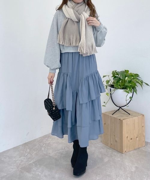 mysty woman(ミスティウーマン)の「リバーシブル無地ストール 961435(マフラー・レディース・ブラック/グレー系その他/ピンク/アイボリー・FREE)」の22枚目の写真