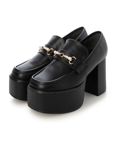 Mafmof(マフモフ)の「Mafmof(マフモフ)10cmヒールパールビット厚底ローファーパンプス(パンプス・レディース・ブラック/ブラック系その他・L/LL/S/M)」の6枚目の写真