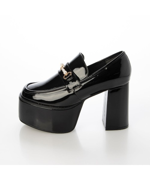 Mafmof(マフモフ)の「Mafmof(マフモフ)10cmヒールパールビット厚底ローファーパンプス(パンプス・レディース・ブラック/ブラック系その他・L/LL/S/M)」の7枚目の写真