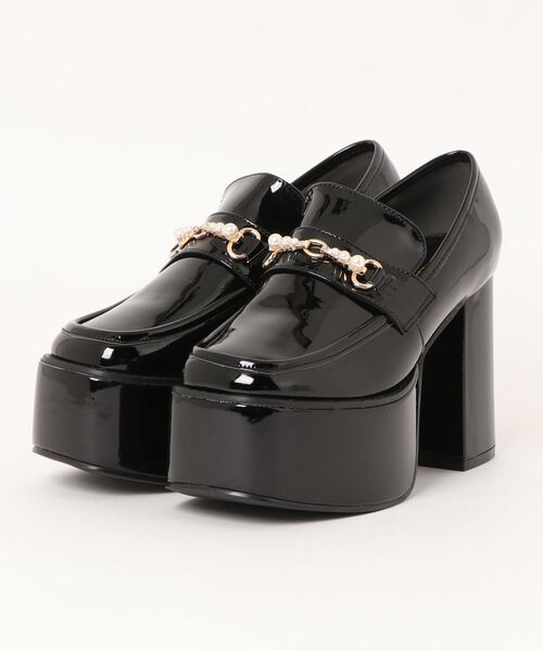 Mafmof(マフモフ)の「Mafmof(マフモフ)10cmヒールパールビット厚底ローファーパンプス(パンプス・レディース・ブラック/ブラック系その他・L/LL/S/M)」の22枚目の写真