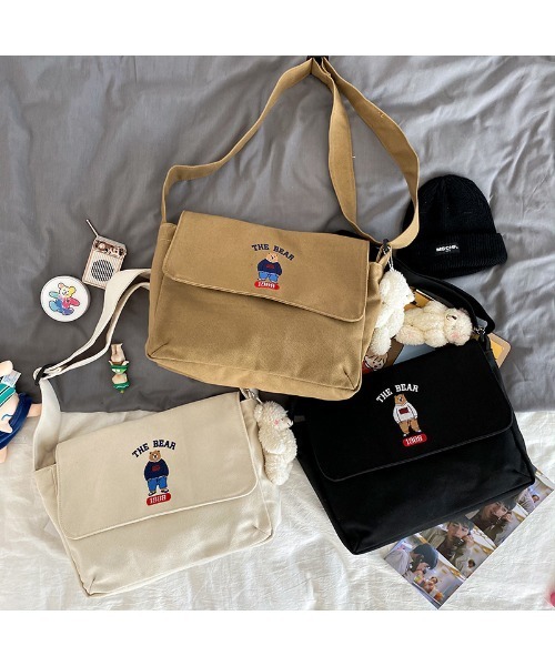 mushwear(マッシュウェア)の「ベアキャンバスショルダー(メッセンジャーバッグ・メンズ・ブラック/ホワイト/ブラウン・FREE)」の12枚目の写真