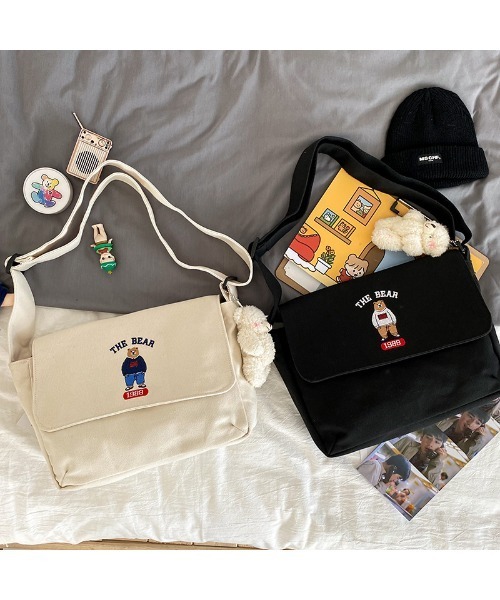 mushwear(マッシュウェア)の「ベアキャンバスショルダー(メッセンジャーバッグ・メンズ・ブラック/ホワイト/ブラウン・FREE)」の13枚目の写真