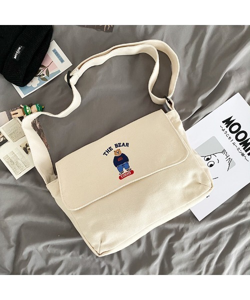 mushwear(マッシュウェア)の「ベアキャンバスショルダー(メッセンジャーバッグ・メンズ・ブラック/ホワイト/ブラウン・FREE)」の14枚目の写真