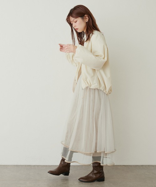 natural couture（ナチュラルクチュール）の「バルーン袖ギャザーブルゾン（ブルゾン・レディース・ブラック/カーキ/アイボリー・FREE）」の7枚目の写真