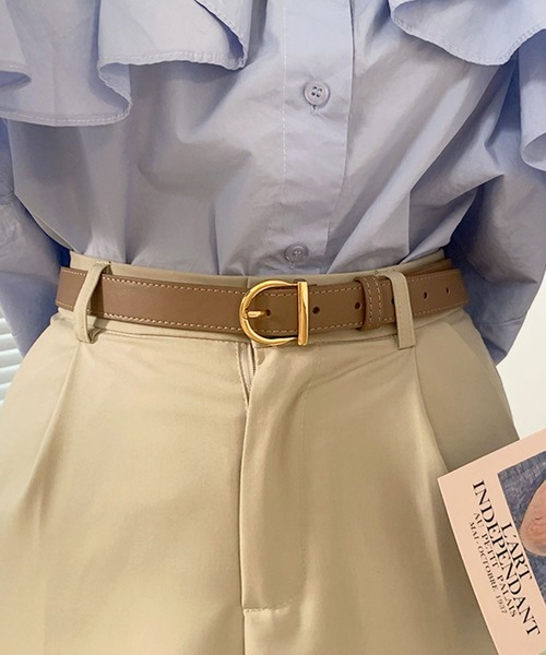 florist（フローリスト）の「【牛革】アンティークゴールドDモチーフレザーベルト（ベルト・レディース・ブラック/ブラウン/カーキブラウン・FREE）」の3枚目の写真