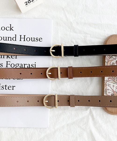 florist（フローリスト）の「【牛革】アンティークゴールドDモチーフレザーベルト（ベルト・レディース・ブラック/ブラウン/カーキブラウン・FREE）」の4枚目の写真