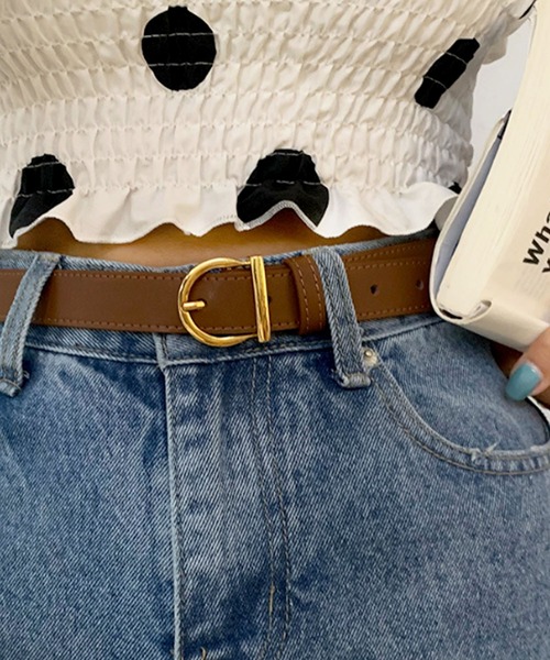 florist（フローリスト）の「【牛革】アンティークゴールドDモチーフレザーベルト（ベルト・レディース・ブラック/ブラウン/カーキブラウン・FREE）」の6枚目の写真