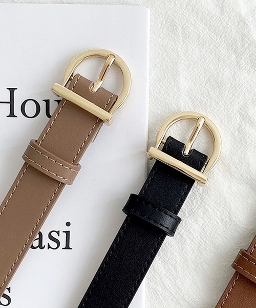 florist（フローリスト）の「【牛革】アンティークゴールドDモチーフレザーベルト（ベルト・レディース・ブラック/ブラウン/カーキブラウン・FREE）」の9枚目の写真