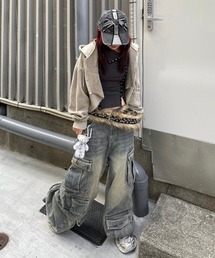 XU | ストリートファッション XU エックスユー star zipup crop hoodie クロップ丈 トップス パーカー ジップパーカー ジップフーディー 星 トップス グランジ 長袖トップス 羽織り 韓国ファッション 韓国ストリート(パーカー)