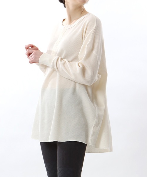 HANES(ヘインズ)の「【Hanes】Hanes UNDIES Waffle Henly HW4-W503(Tシャツ/カットソー・レディース・ホワイト/ブラック/グレー/ブラウン・FREE)」の12枚目の写真
