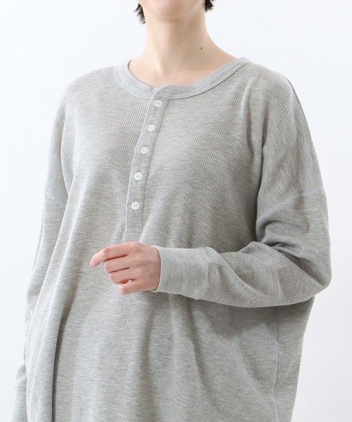 HANES(ヘインズ)の「【Hanes】Hanes UNDIES Waffle Henly HW4-W503(Tシャツ/カットソー・レディース・ホワイト/ブラック/グレー/ブラウン・FREE)」の7枚目の写真