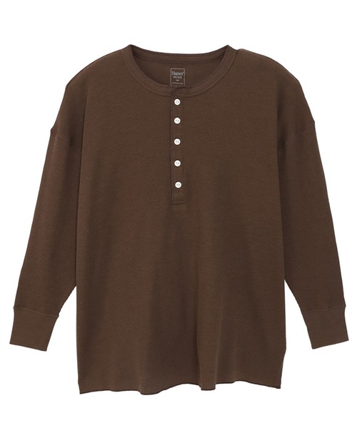 HANES(ヘインズ)の「【Hanes】Hanes UNDIES Waffle Henly HW4-W503(Tシャツ/カットソー・レディース・ホワイト/ブラック/グレー/ブラウン・FREE)」の8枚目の写真