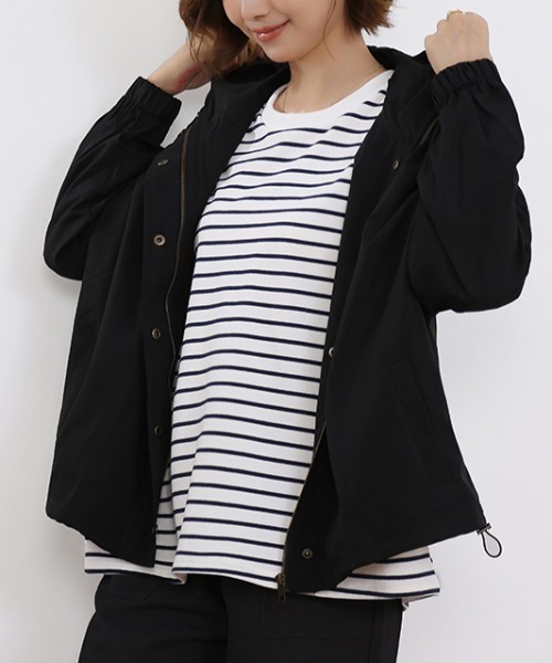 Doux Belle(ドゥーベル)の「ボーダーゆるロングTシャツ(Tシャツ/カットソー・レディース・ブラック/ブラウン/グレー/ホワイト/イエロー・FREE)」の8枚目の写真