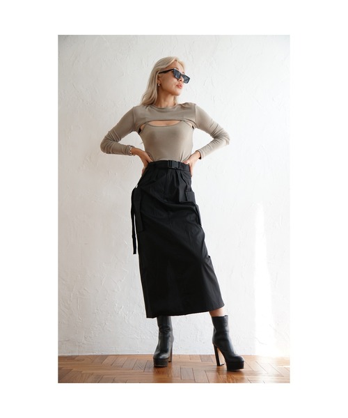 ODORATA（オドラタ）の「フェイクレイヤードPO（Tシャツ/カットソー・レディース・ブラック/ベージュ・FREE）」の6枚目の写真