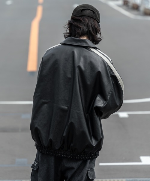 kutir（クティール）の「フェイクレザートラックジャケット（ライダースジャケット・メンズ・ブラック・MEDIUM/LARGE）」の8枚目の写真