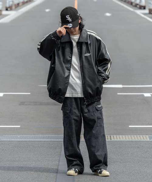 kutir（クティール）の「フェイクレザートラックジャケット（ライダースジャケット・メンズ・ブラック・MEDIUM/LARGE）」の9枚目の写真