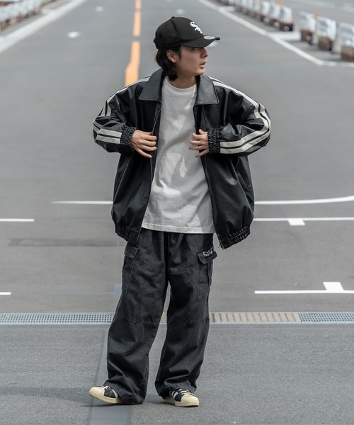 kutir（クティール）の「フェイクレザートラックジャケット（ライダースジャケット・メンズ・ブラック・MEDIUM/LARGE）」の10枚目の写真