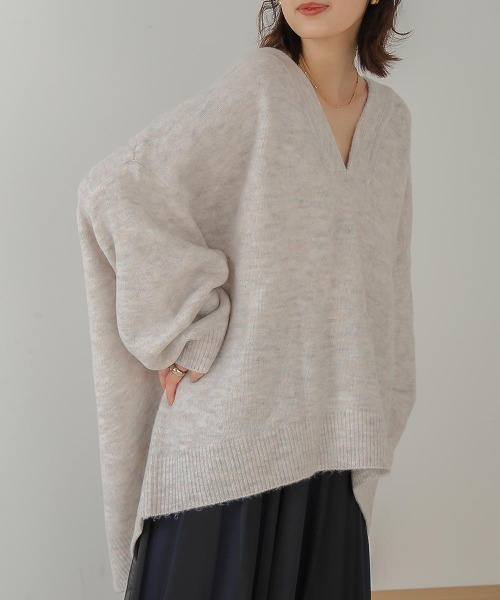 Bou Jeloud（ブージュルード）の「【WEB限定】カフタンカラーニットプルオーバー（ニット/セーター・レディース・チャコールグレー/モカ/カーキ/グレー・FREE）」の6枚目の写真