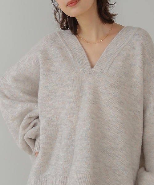 Bou Jeloud（ブージュルード）の「【WEB限定】カフタンカラーニットプルオーバー（ニット/セーター・レディース・チャコールグレー/モカ/カーキ/グレー・FREE）」の8枚目の写真