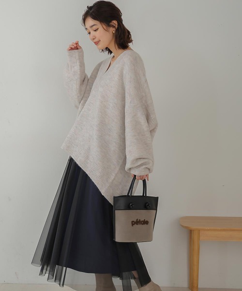 Bou Jeloud（ブージュルード）の「【WEB限定】カフタンカラーニットプルオーバー（ニット/セーター・レディース・チャコールグレー/モカ/カーキ/グレー・FREE）」の9枚目の写真